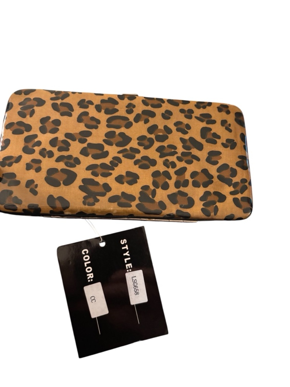 Bracciano Leopard Print Frame Clutch Wallet NWT Brown Animal Print